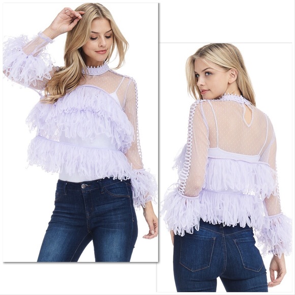 *LAST ONE XS* Festival Fringe Lavender Tulle Top - Picture 5 of 8